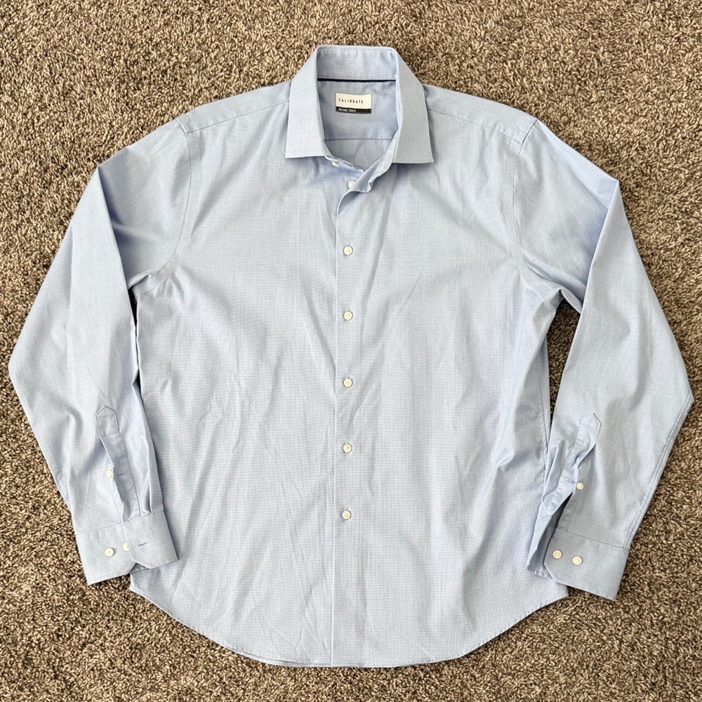 Men’s Powder Blue Button Up Dress Shirt Size 16 32/33